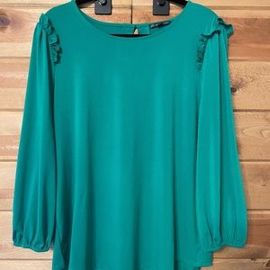 Adrianna Papell Green Ruffle Blouse